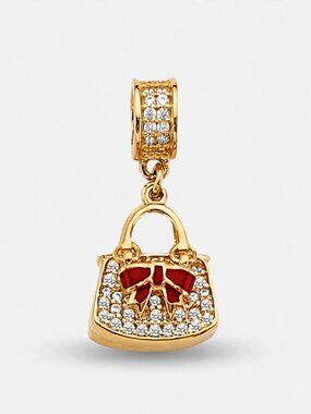 14K Gold CZ Purse Charm By Tehrani Jewelry